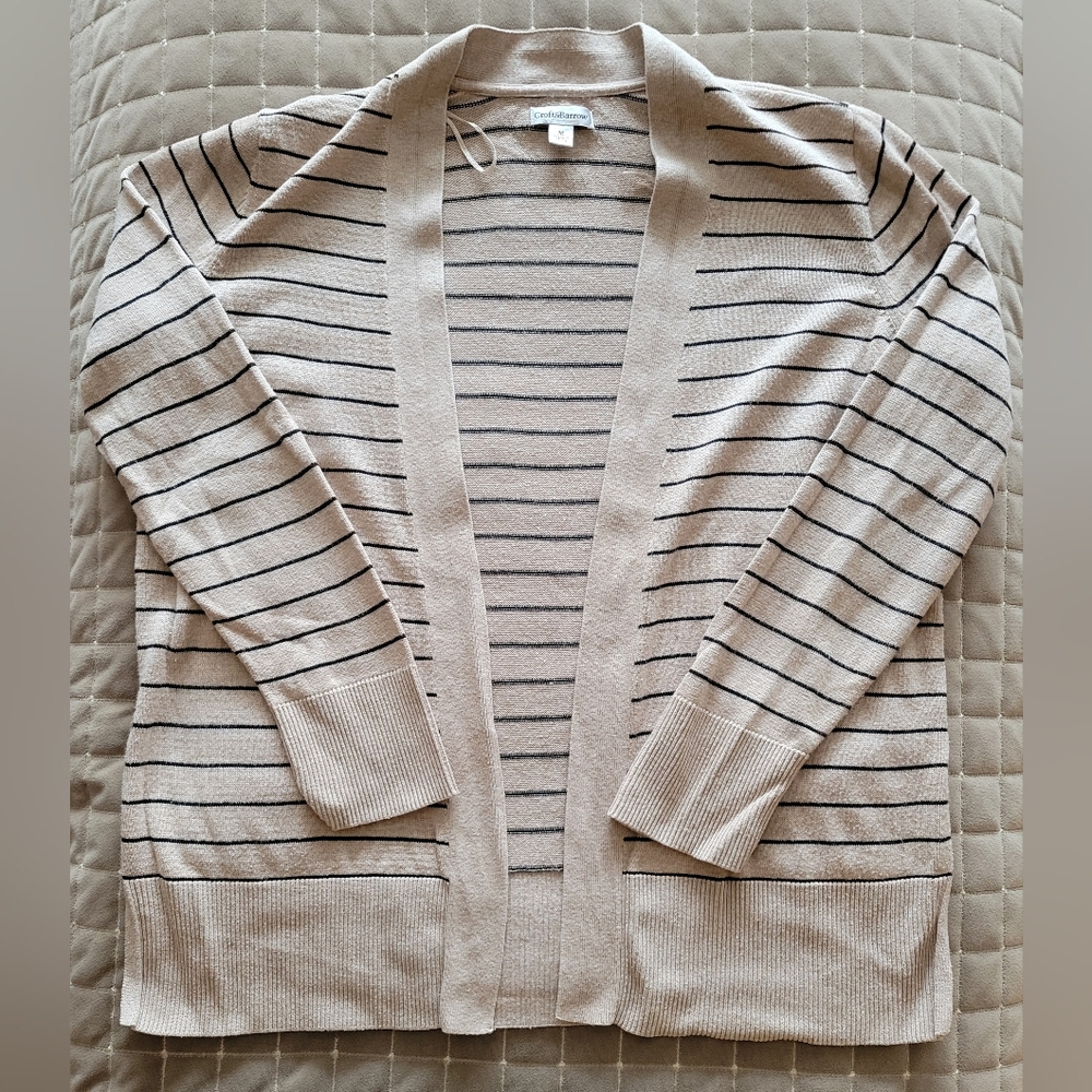 Croft & Barrow Cream and Black Striped Sweater